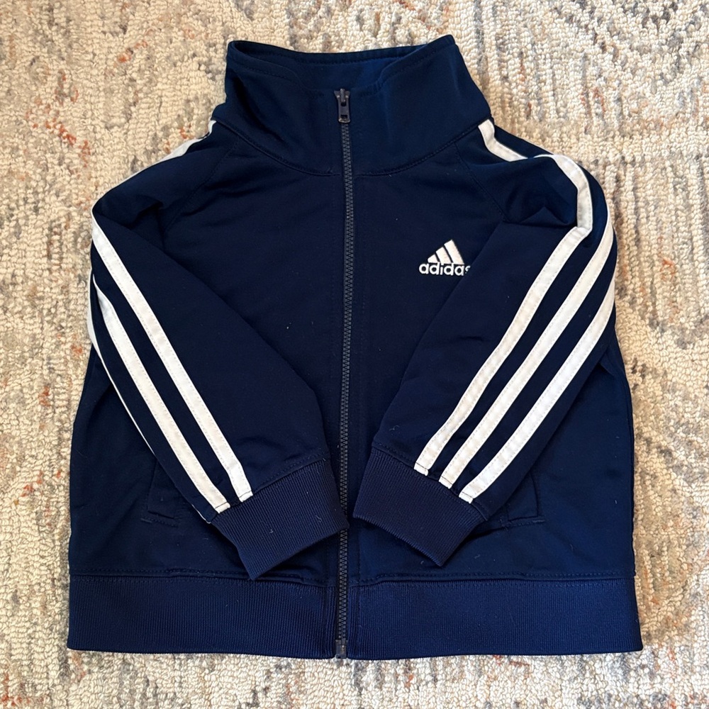 adidas Navy Blue Kids Track Jacket with White Stripes